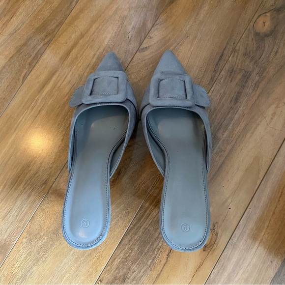 Manolo Blahnik Maysale ***inspired*** suede mules with covered buckle detail - Picture 8 of 8